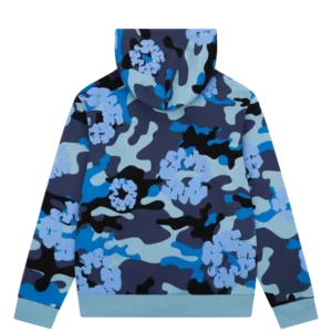 Blue Camo Cotton Wreath Zip Hoodie-1