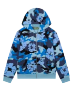 Blue Camo Cotton Wreath Zip Hoodie