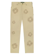 Cotton Wreath Leather Pants