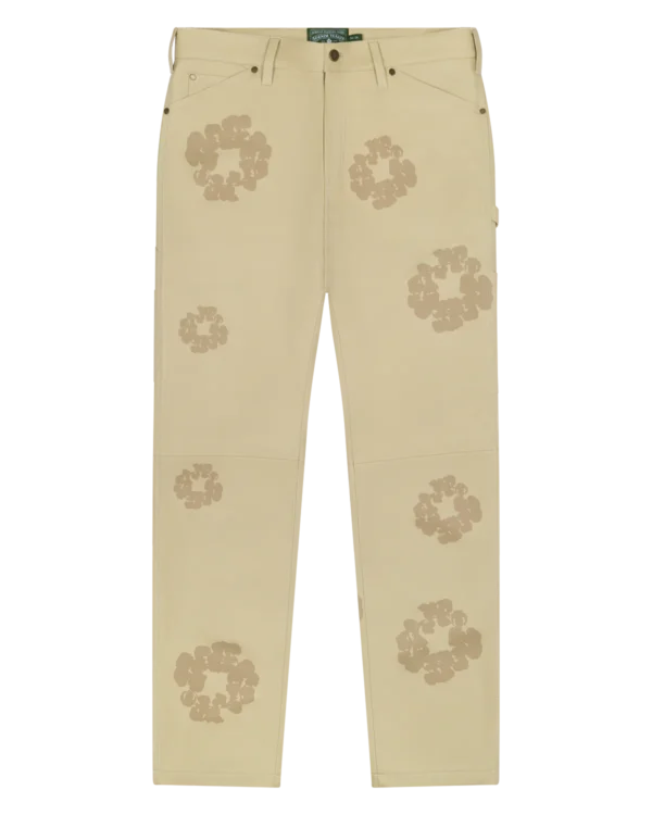 Cotton Wreath Leather Pants