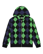 Derby Intarsia Zip Hoodie Green