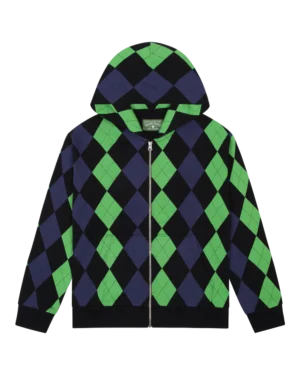 Derby Intarsia Zip Hoodie Green