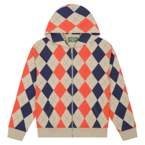 Derby Intarsia Zip Hoodie Tan