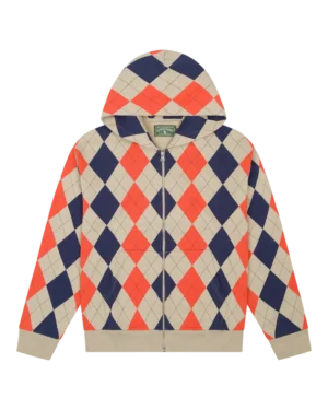 Derby Intarsia Zip Hoodie Tan