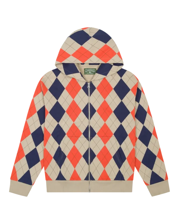 Derby Intarsia Zip Hoodie Tan
