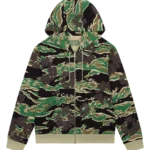 Green Camo Cotton Wreath Zip Hoodie