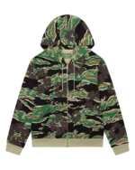 Green Camo Cotton Wreath Zip Hoodie