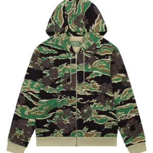 Green Camo Cotton Wreath Zip Hoodie