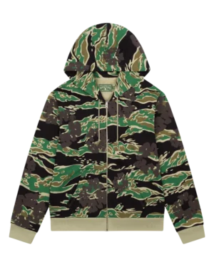 Green Camo Cotton Wreath Zip Hoodie