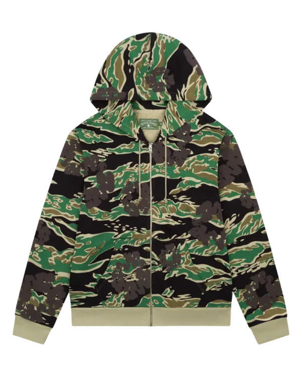 Green Camo Cotton Wreath Zip Hoodie
