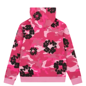 Pink Camo Cotton Wreath Zip Hoodie-1