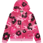 Pink Camo Cotton Wreath Zip Hoodie