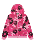Pink Camo Cotton Wreath Zip Hoodie