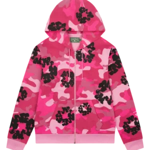 Pink Camo Cotton Wreath Zip Hoodie
