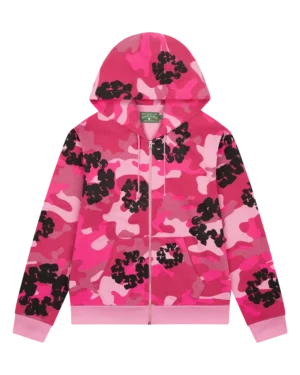 Pink Camo Cotton Wreath Zip Hoodie