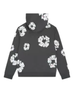 Rhinestone Cotton Wreath Zip Hoodie Vintage Black-1