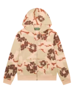 Tan Camo Cotton Wreath Zip Hoodie