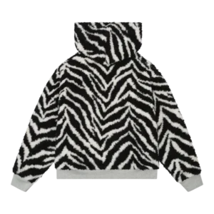 Zebra Shearling Lined Reversible Zip Hoodie-1
