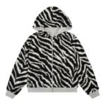 Zebra Shearling Lined Reversible Zip Hoodie