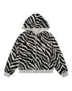 Zebra Shearling Lined Reversible Zip Hoodie