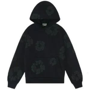 denim-mono-cotton-wreath-hoodie-black