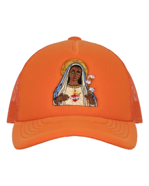 Black Madonna Orange Trucker Hat