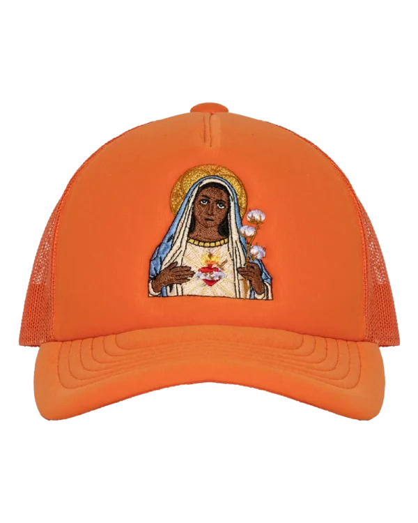Black Madonna Orange Trucker Hat
