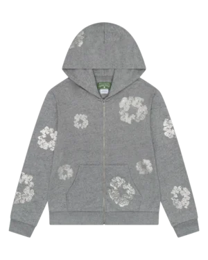 Cashmere Swarovski Cotton Wreath Zip Hoodie Grey