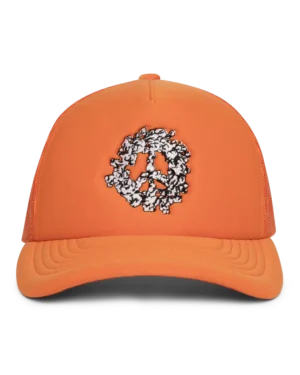 Cotton Peace Wreath Trucker Hat Orange