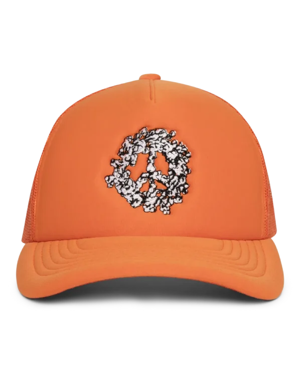 Cotton Peace Wreath Trucker Hat Orange