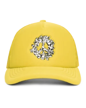 Cotton Peace Wreath Trucker Hat Yellow