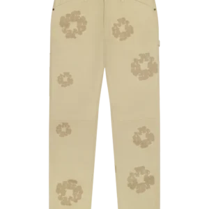 Cotton Wreath Leather Pants