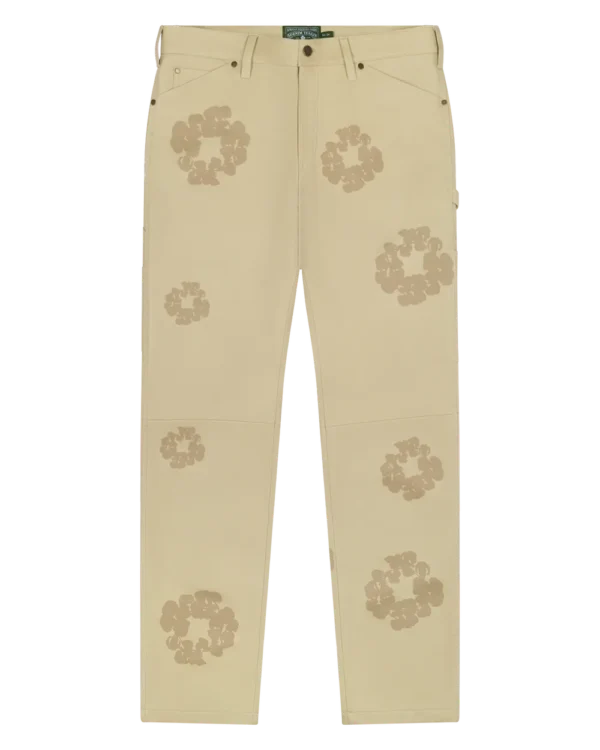 Cotton Wreath Leather Pants