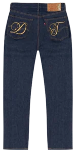 DT Metallic Gold Script 501 Selvedge-1