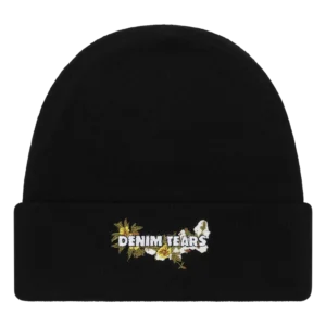 Floral Beanie Black