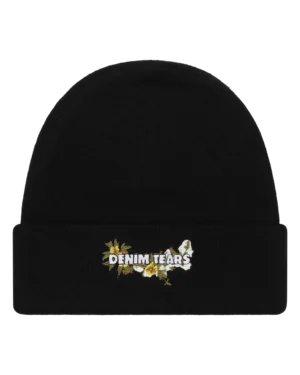 Floral Beanie Black