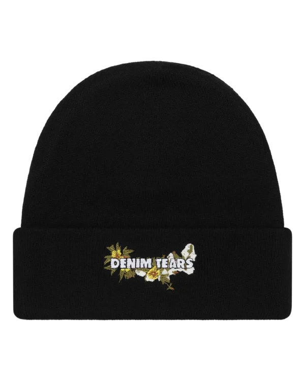 Floral Beanie Black