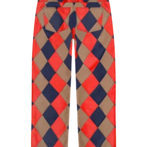 Lamb Leather Jacquard Patchwork Pant-1