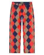 Lamb Leather Jacquard Patchwork Pant