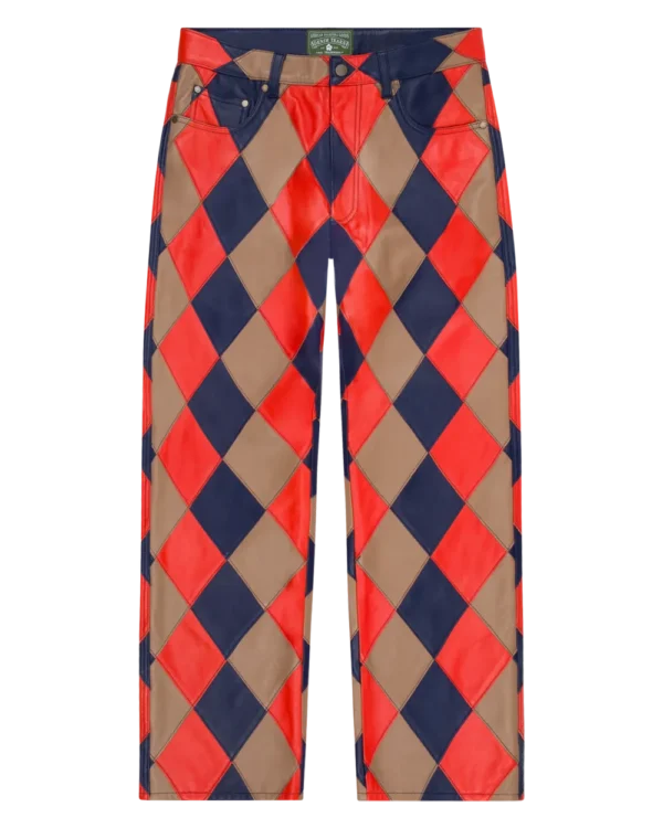 Lamb Leather Jacquard Patchwork Pant