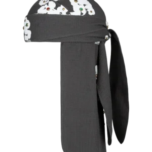 Rhinestone Cotton Wreath Durag Vintage Black