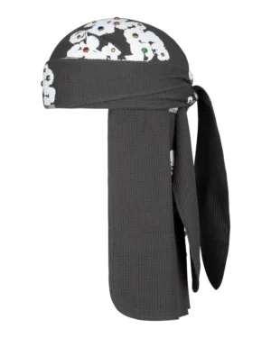 Rhinestone Cotton Wreath Durag Vintage Black
