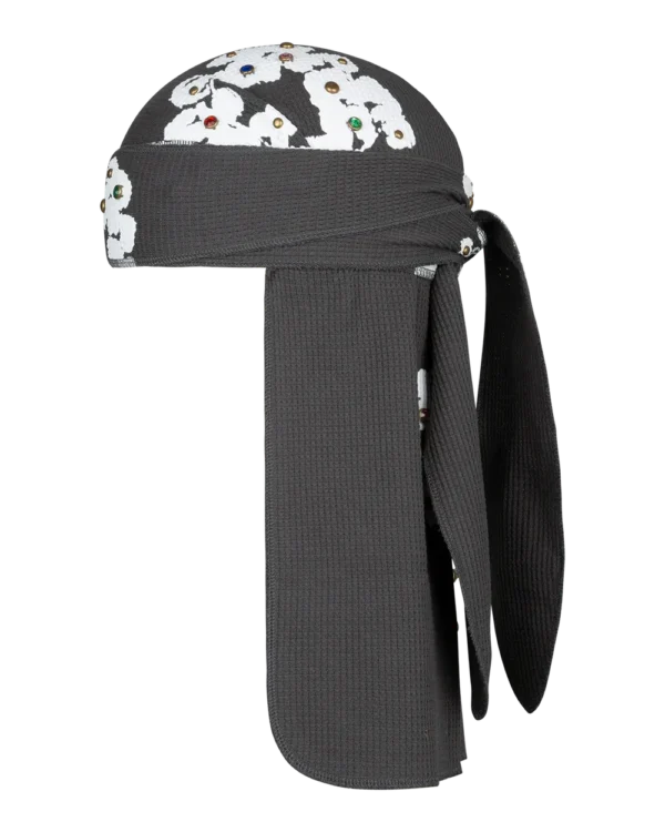 Rhinestone Cotton Wreath Durag Vintage Black
